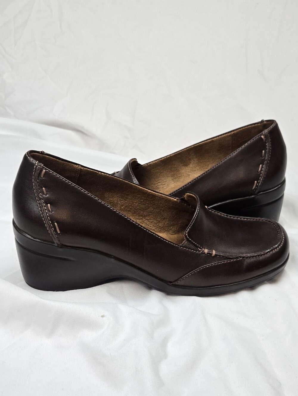 Naturalizer Maurie Brown Leather Loafers Women's Size 9M Comfort Wedge Slip On